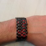 20 - This watch looks like a wristband until the button on the side is pressed and the time is displayed between the links