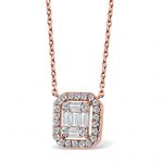 Diamond Halo Pendant in Rose Gold