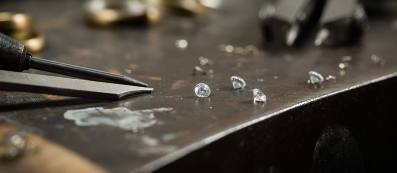 Luxury diamonds on table with tools