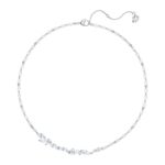 swarvoski delicate louison choker style necklace, white gold with small stones