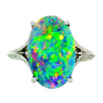 4.41 ct. Gem Australian Black Opal Ring by Jeffrey Bilgore