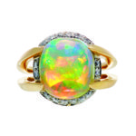 5.19 ct. Gem Australian Crystal Opal ring by Jeffrey Bilgore